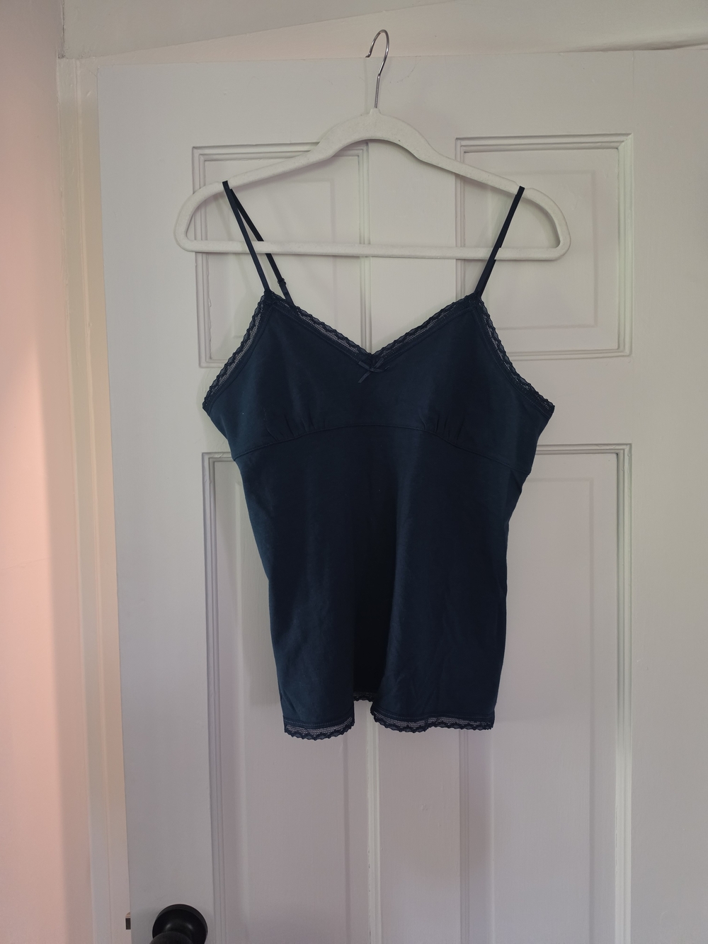 Women’s Dark Blue Lace-Trim Camisole Top